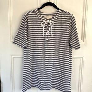 Loft nautical striped rope tie neck tee size L
